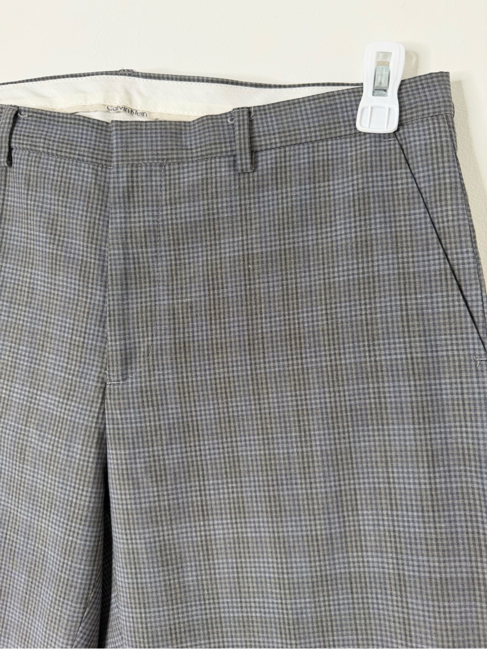 Calvin Klein Grey Plaid Wool Blend Dress Pants 32x32 - Picture 5 of 10
